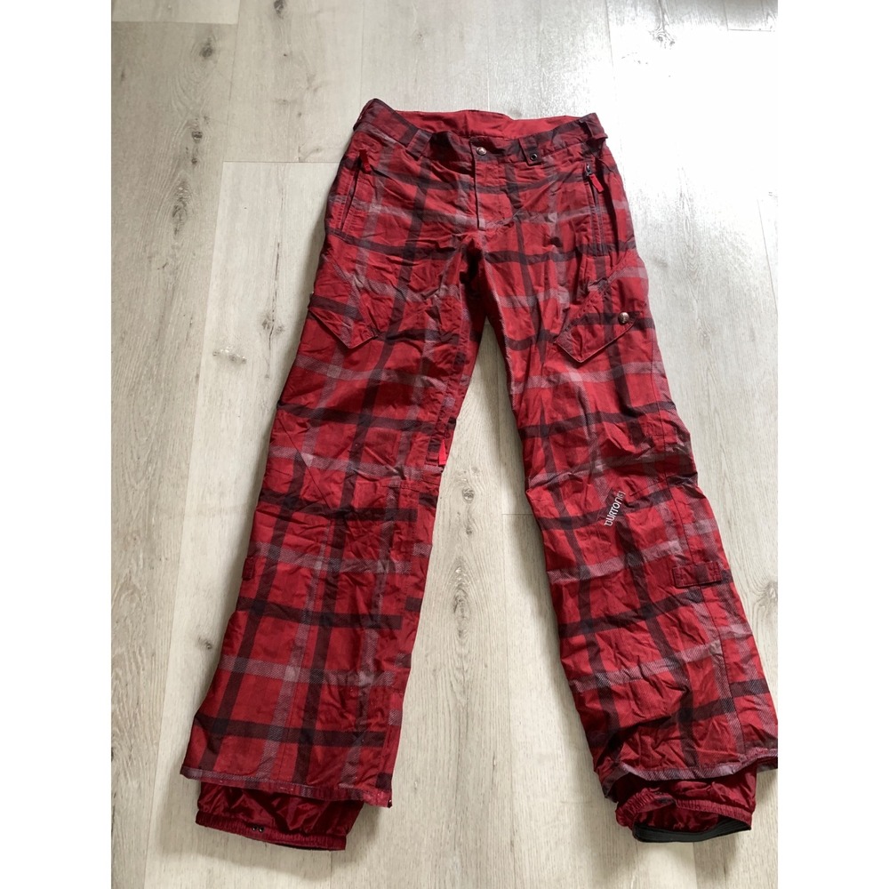 Burton Red Plaid Snowboard Pants‎ Mens Medium Cargo Ski Winter Trousers sz M